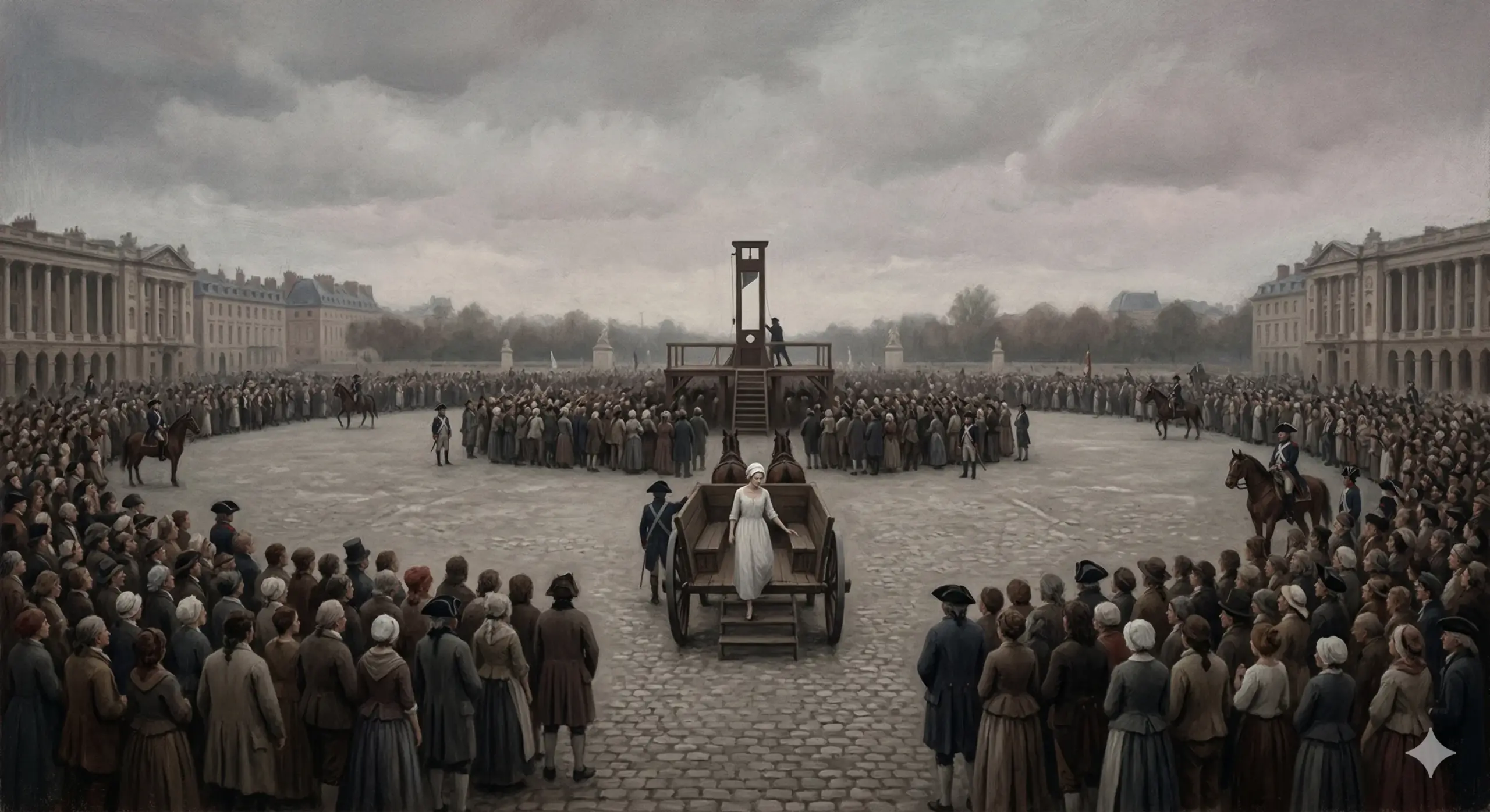 멀리서 본 콩코드 광장과 단두대 실루엣