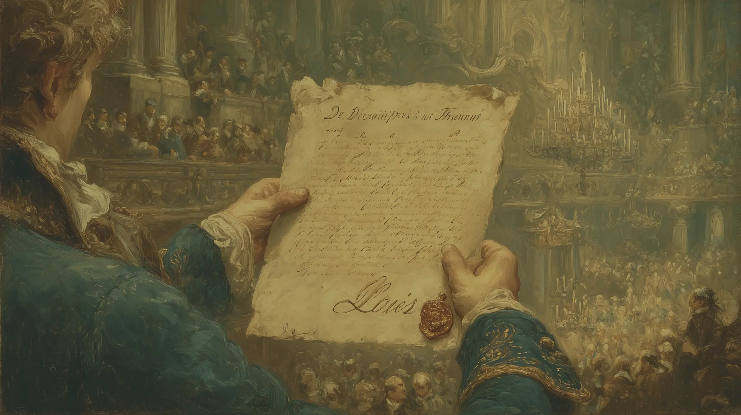 한 장의 손으로 쓴 문서가 국민방위군의 거친 손에 들려 있다. 제목은 